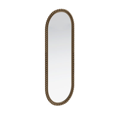 Miroir ovale en fer doré doré - Décoration murale, salon, chambre à coucher et entrée avec attrait antique, espaces suspendus