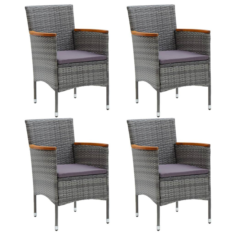 4x chaises de patio pour l'extérieur, Gris, Gris foncé