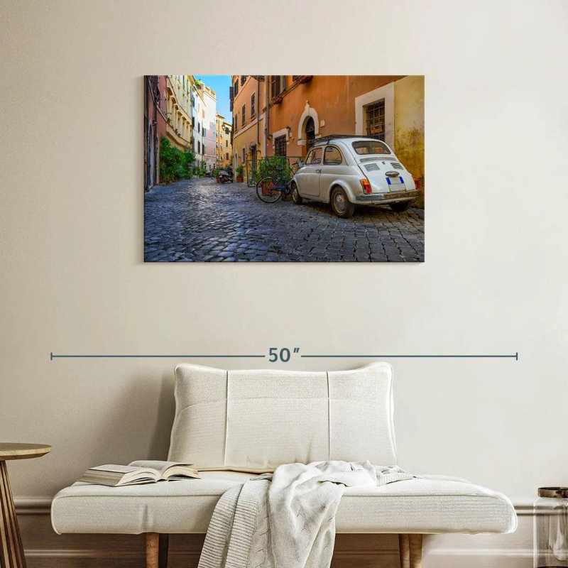 Rue pavée Sireci à Rome, H 24 po x l 36 po