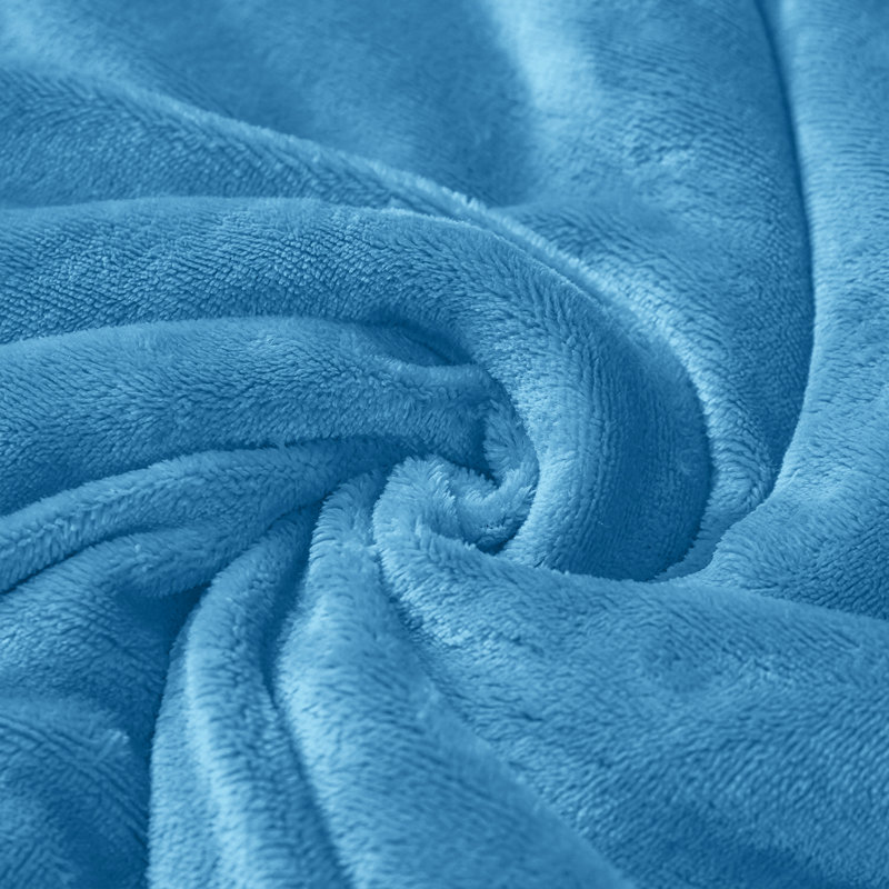 Sherpa Fleece Fur Thick Reversible Blanket Throw, 150cm x 130cm, Sky Blue