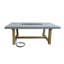 Table de foyer d'extérieur en béton 83 po avec pieds en bois de frêne naturel de 45 000 BTU Atelier - Comprend des pierres de lave et une housse en PVC-24633645