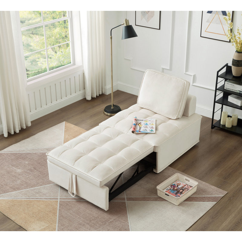 Canapé-lit convertible, canapé-lit simple en tissu de velours moderne, canapé-lit avec 1 coussin de dossier et dossier amovible, canapé-lit inclinable confortable pour le bureau et le salon