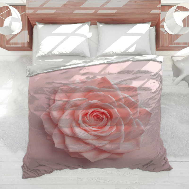 Large Pink Rose Comforter, King