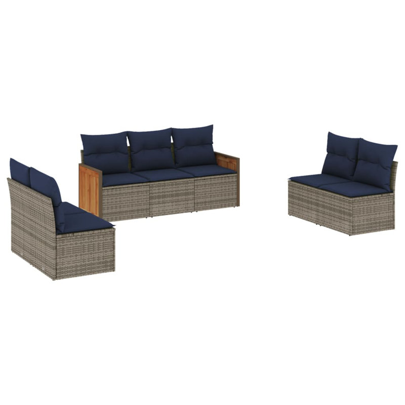 Ensemble de canapé de patio 8 pièces avec coussins en rotin de polyester noir