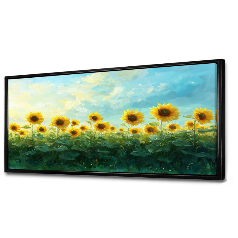 Drawhorn - Floral Wall Art, H 28 po x l 60 po, Cadre flottant, Noir, noir, noir, noir