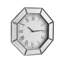 Horloge murale moderne à miroir octogonal avec bordure en verre perlé argenté, 17,7 pouces | Idée de cadeau
