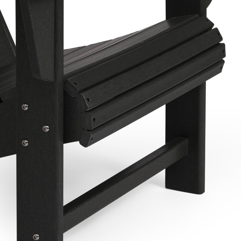 Outdoor Poly Adirondack Chair With Ottoman And Side Table 12-Piece Set, Black