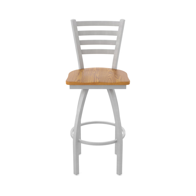 Tabouret pivotant Jackie, Nickel anodisé, Bois - Chêne moyen, Tabouret de bar (assise de 30 po de hauteur)