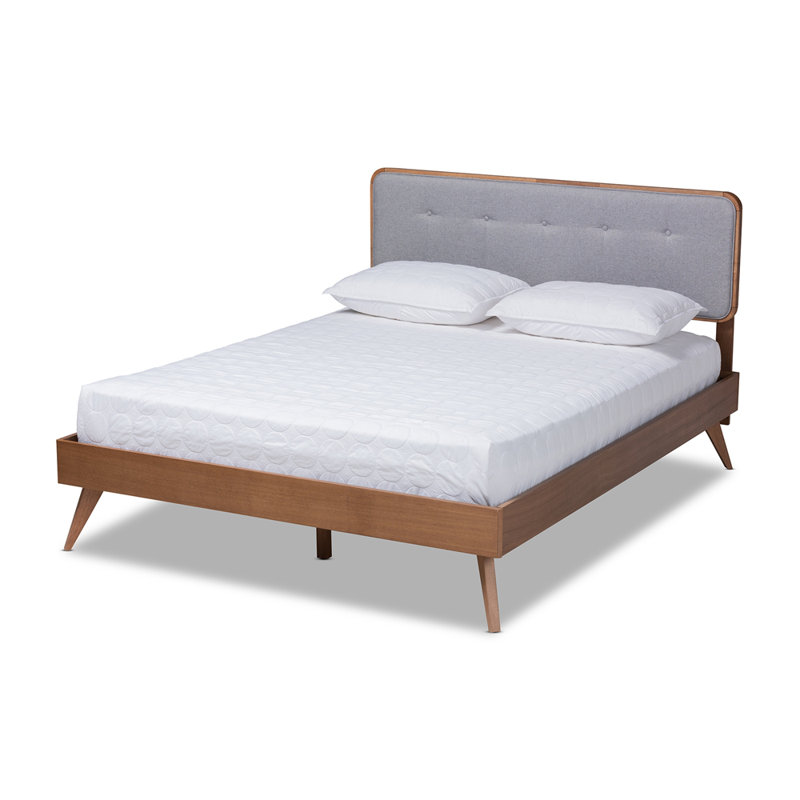 Lit plateforme tapissier Daventry Cowarts, Gris clair, Double