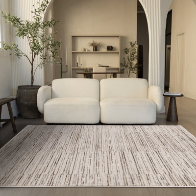 Tapis blanc rayé blanc à faible circulation