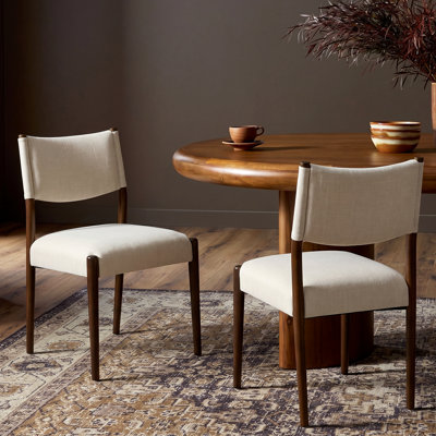 Vensley Mid-Century Modern Upholstered Dining Chairs with Solid Wood Legs and Thick Cushion Seat