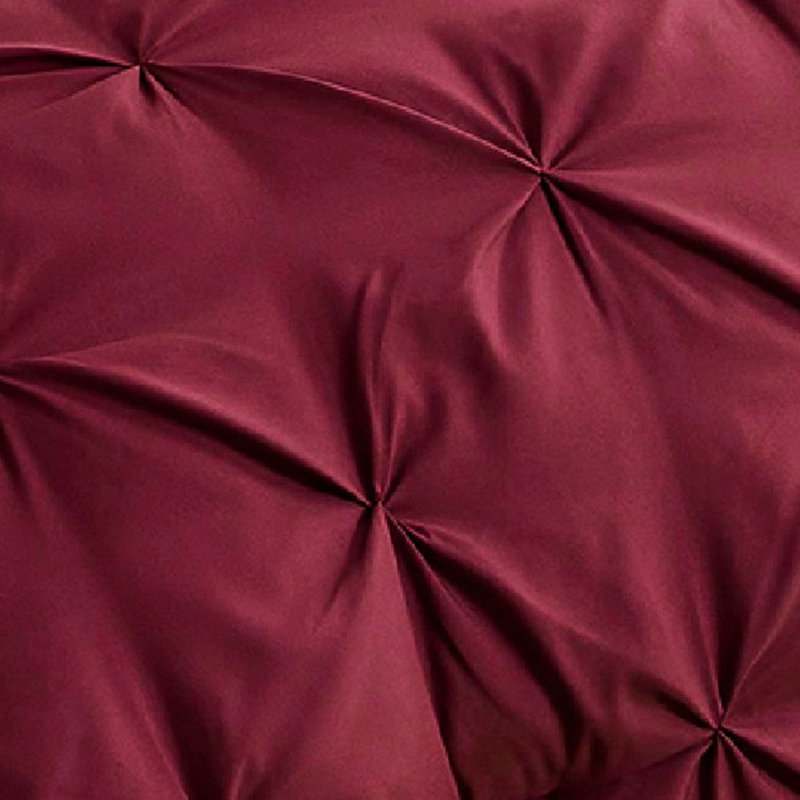 Bedsure King Pintuck Bed-in-a-Bag- Dark Red Pinch Pleat Comforter with Sheets, Pillowcases & Shams, Dark Red