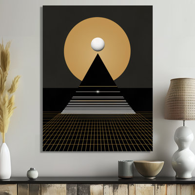 Minimal Gold Moon Mountain - décoration murale géométrique