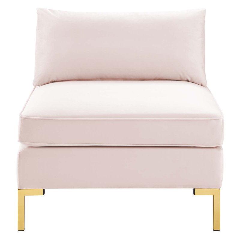Ardent Performance Velvet Armless Chair, Pink Velvet