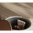 Round Creamy Coffee Table with Walnut Veneer