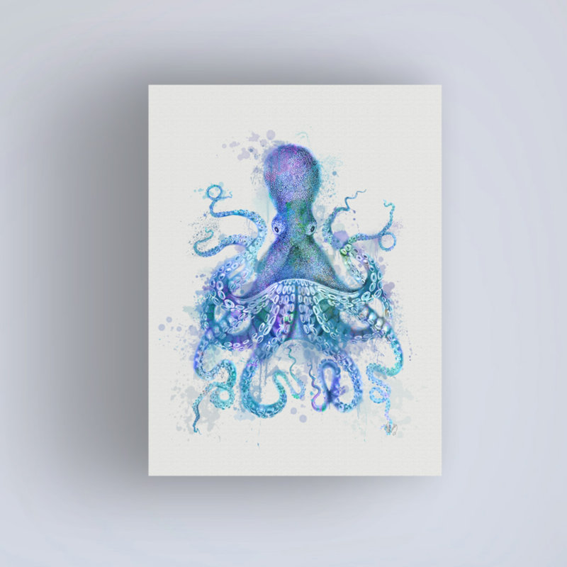 «Octopus Rainbow Splash Blue» par Fab Funky - impression sur toile tendue