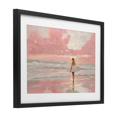 «Pink Sky Surfer», reproduction sous verre encadrée, design par LSR Design Studio