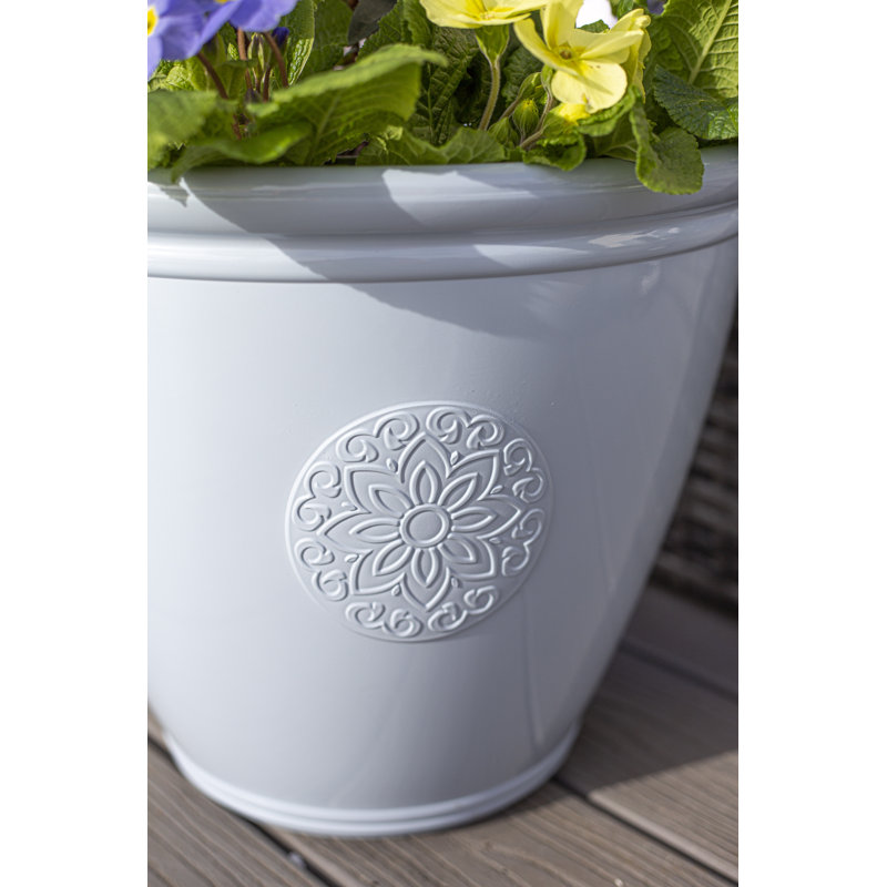 Eden Emblem Plant Pot - Plastic, Blue, 38cm H x 45cm W x 45cm D