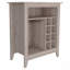 Armoire de bar Essential, une tablette ouverte, six supports à vin intégrés, un tiroir - gris clair