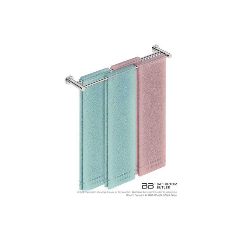 Double Towel Bar, Polished Stainless Steel