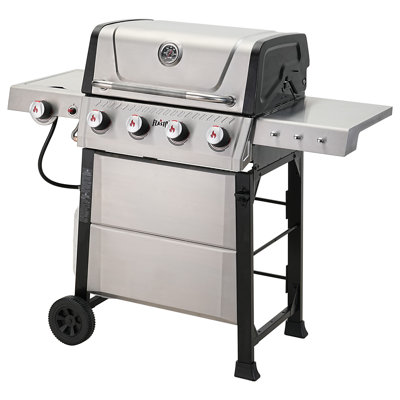 Feasto 4 Burner Liquid Propane Freestanding Gas Grill Cart With Side Burner And Table