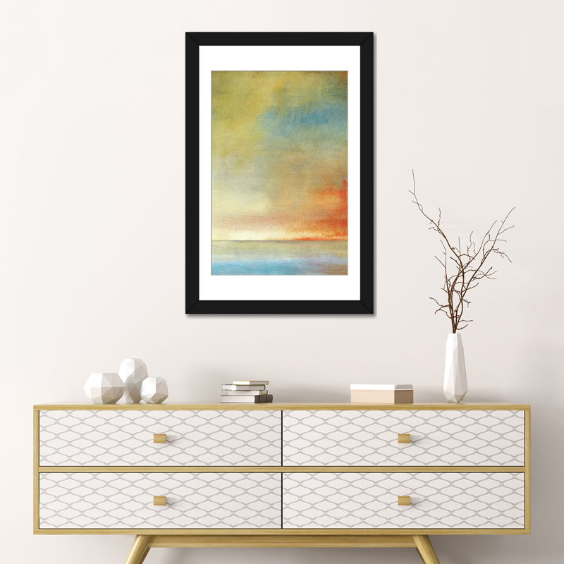 « tranquil ii », reproduction sur toile, H 24 po x l 16 po x P 1 po, Papier d'art encadré noir, Blanc