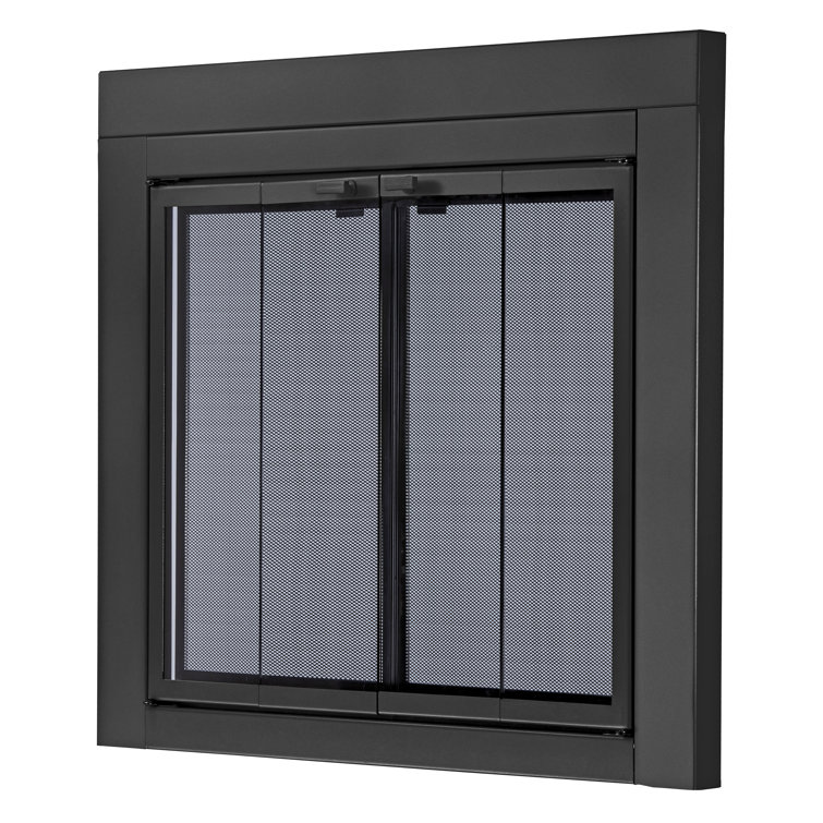 Cabinet Style Steel Fireplace Door - Black (43.5” W x 33” H)