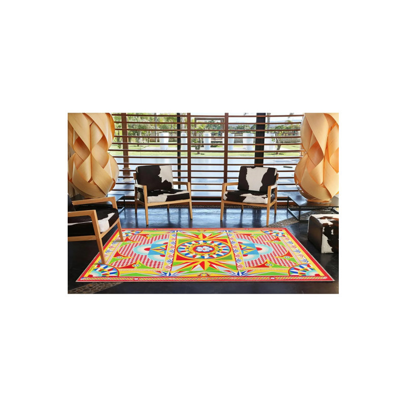 Mixed Colour Floral Geometric Modern Woven Base And Decorative Carpet, Rectangle 2'4" x 4'