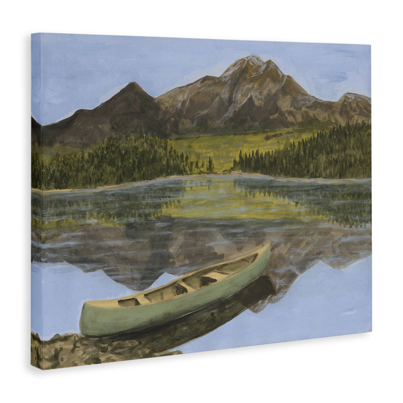 «Alpine Lake with Canoe», art mural par Michael Willett, H 16 po x l 20 po
