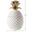  Pot de rangement ananas en céramique blanc Duffey avec couronne dorée-2005055921-2005055924