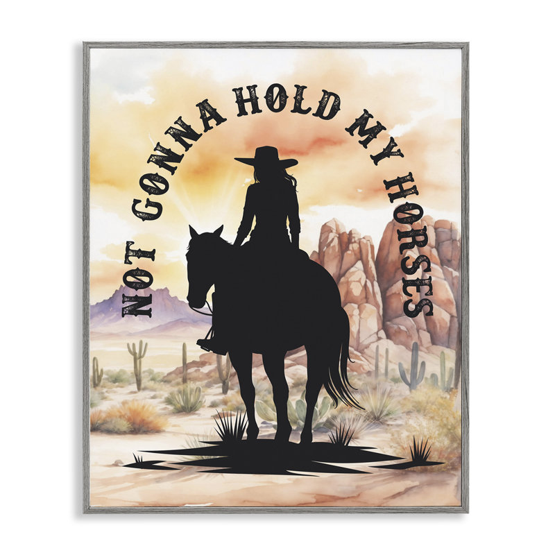  «Not Gonna Hold My Horses», art de la giclée encadrée par lettré et doublé, H 20 po x l 16 po, Estampe numérique Farmhouse