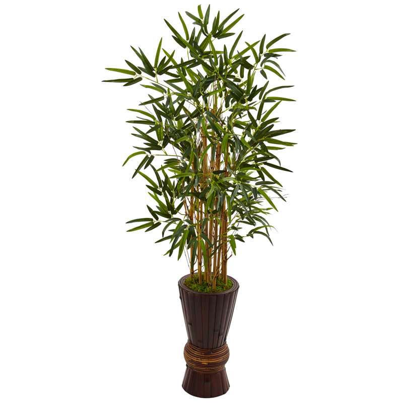 Arbre de bambou artificiel 37" en pot de fleurs, H 37 po