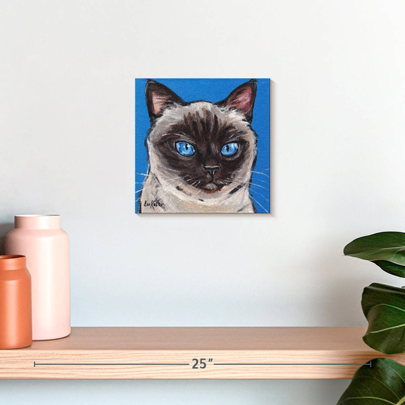 Cat Siamese On Blue, 10" H x 10" W