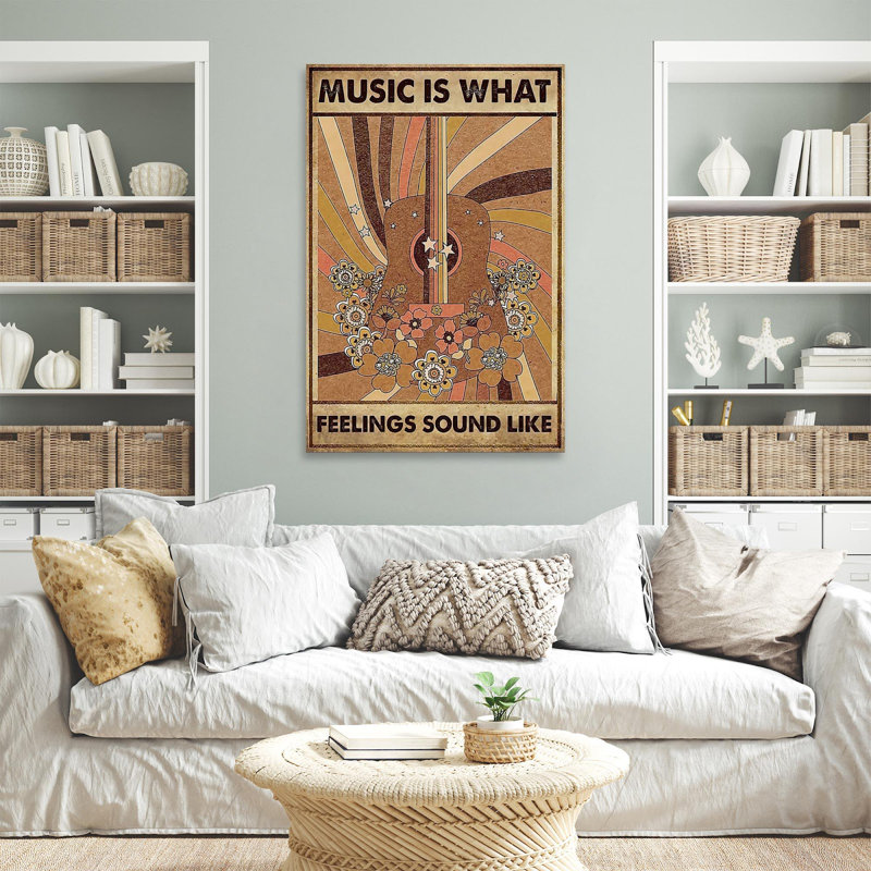 «Music Is What Feelings Sound Like 1 - 1 pièce», reproduction d'art graphique sur toile tendue, H 20 po x l 16 po x P 1,25 po