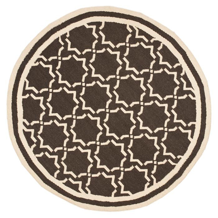 Rodgers Hand Woven Flat Weave Wool/Cotton Geometric Rug in Chocolate