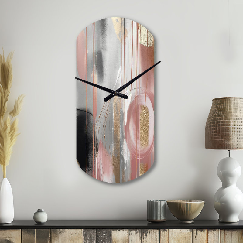 «Pink Gold Circle Complexity - Transitional Shapes», horloge murale asymétrique, Petit