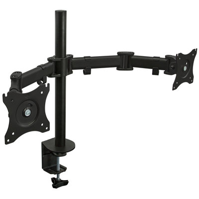 Support de bureau double Mount-It | Deux bras articulés pour deux écrans d'ordinateur 17 - 27 po
