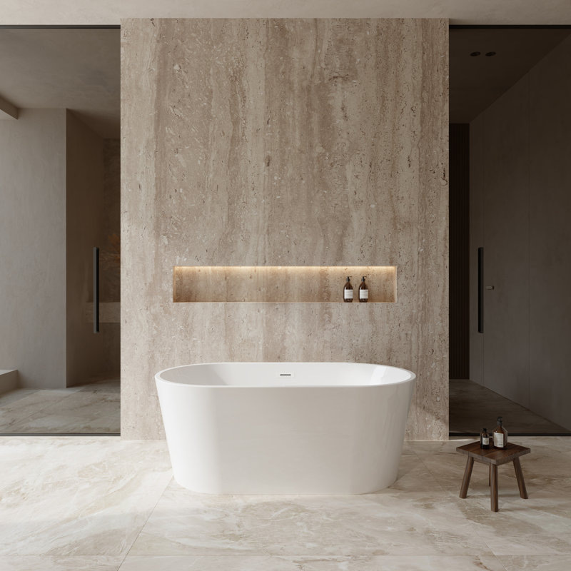 Carissa 60'' x 32'' Soaking Acrylic Bathtub, Shiny White