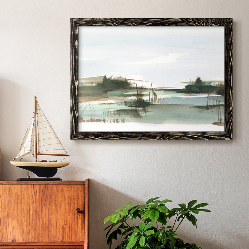Marsh Reeds III - reproduction d'art sur toile simple, Cadre noir, H 14 po x l 20 po x P 1,5 po