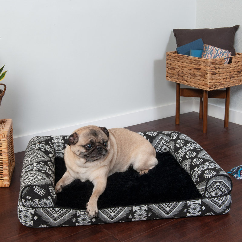 Orthopedic Polyester Pet Bed, Medium (30" W x 20" D x 6" H), Black Medallion , Orthopedic Foam