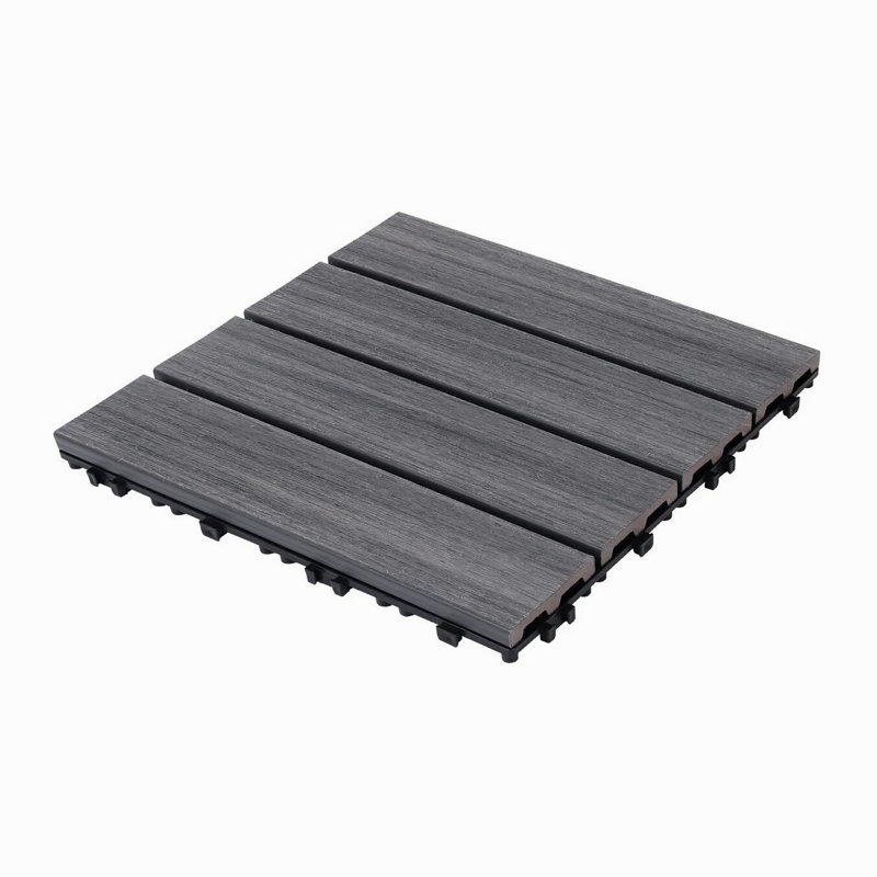 Paquet de tuiles de patio pour terrasse en bois et en plastique 22 WPC, Gris foncé, 22