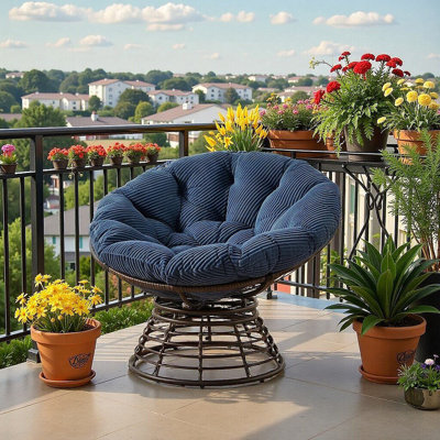 Fauteuil ergonomique Papasan en osier avec coussin épais, pivotant à 360 °, pour une utilisation à l'extérieur