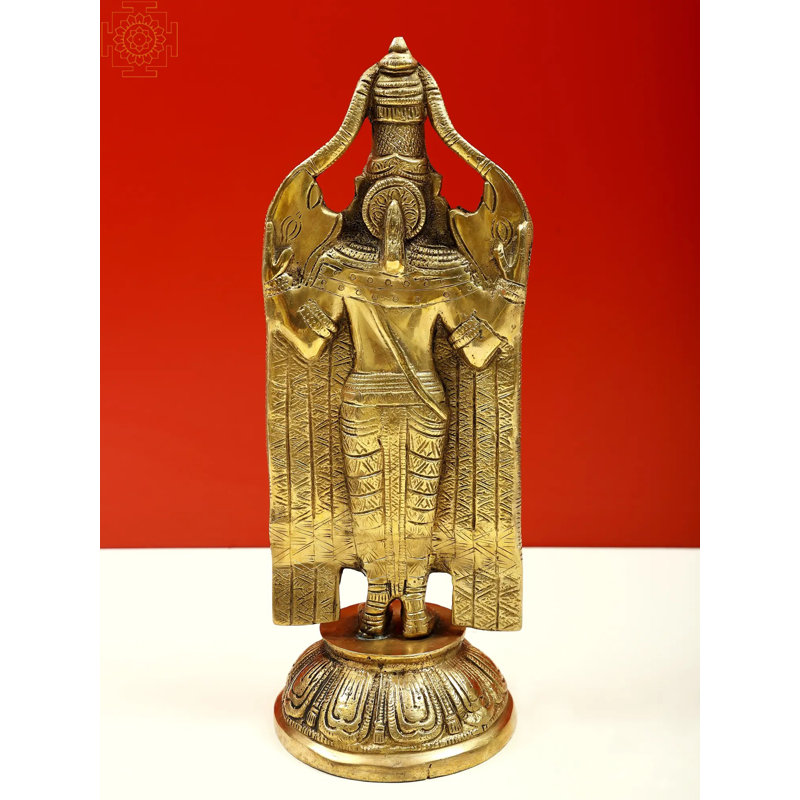 Statue en laiton 12 "Venkateswara as Tirupati Balaji - divinité indienne fabriquée à la main pour le temple et la décoration spirituelle