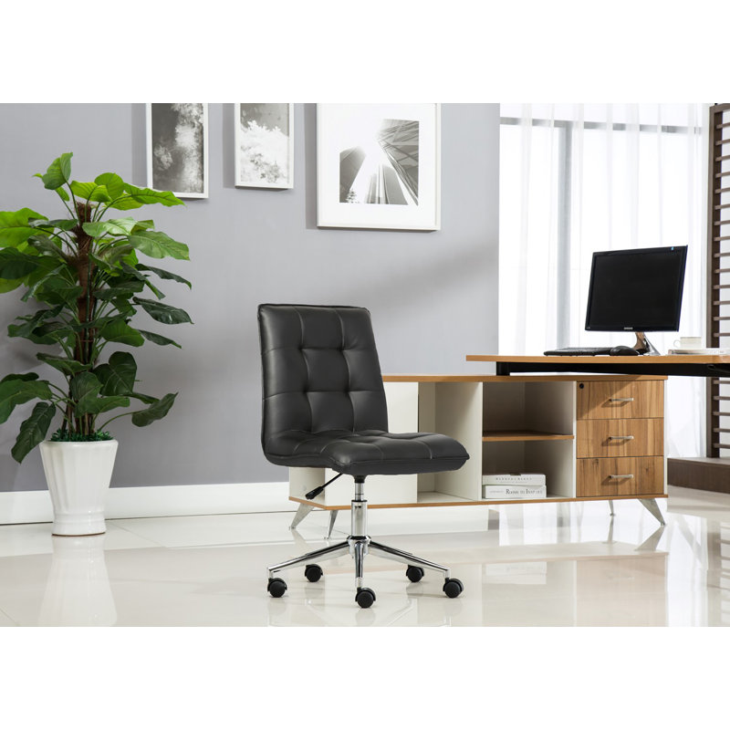 Chaise de bureau en similicuir avec base en métal Gabriel, Noir, Non
