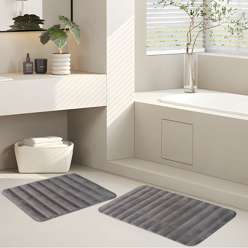 Desrosier Non-Slip Bath Rug, Charcoal