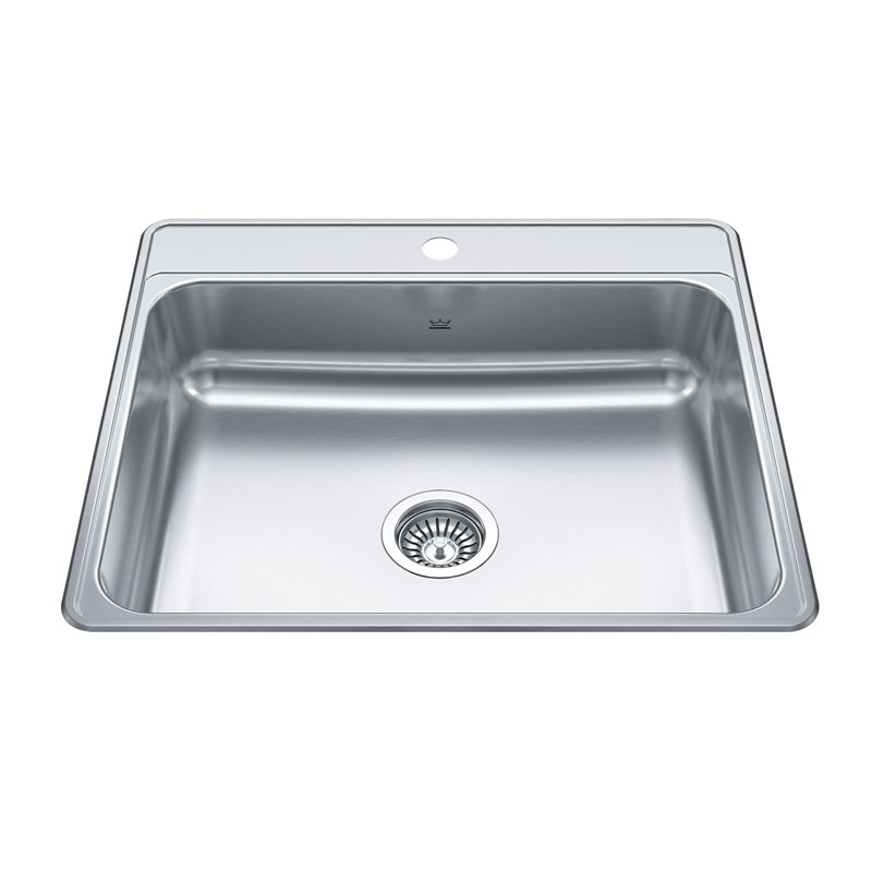 Creemore 25'' L Single Bowl Stainless Steel Kitchen Sink, 1 hole