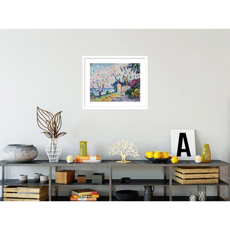 «Almond Trees in Flower» par Paul Signac - Estampe numérique encadrée, H 23,5 po x l 28,78 po