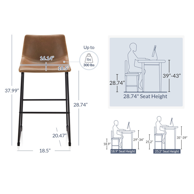 Chaise Mainville, Brun whisky, Tabouret de bar (siège d'une hauteur de 28,74 po)