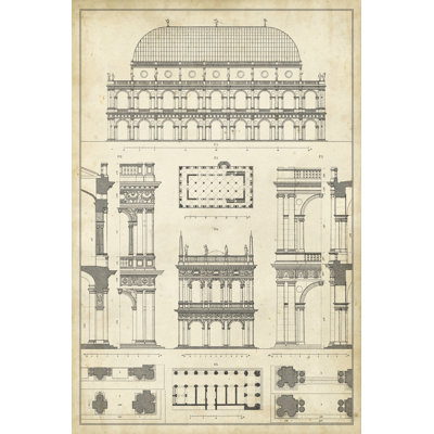 Vintage Architects Plan IV - Wrapped Canvas Print