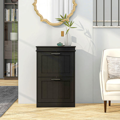 Shoe Cabinet, Adjustable Shelves, For Entryway, Narrow Rack Storage Organizer With 2 Flip Drawers And For 10 Pairs Of Shoes